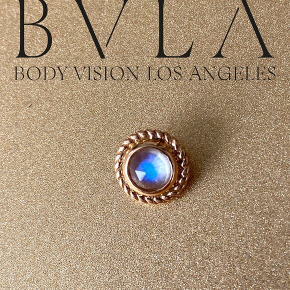BVLA Raine - Threaded 10.5mm End in Solid 14k Rose Gold Rainbow Moonstone - Picture 4 of 10